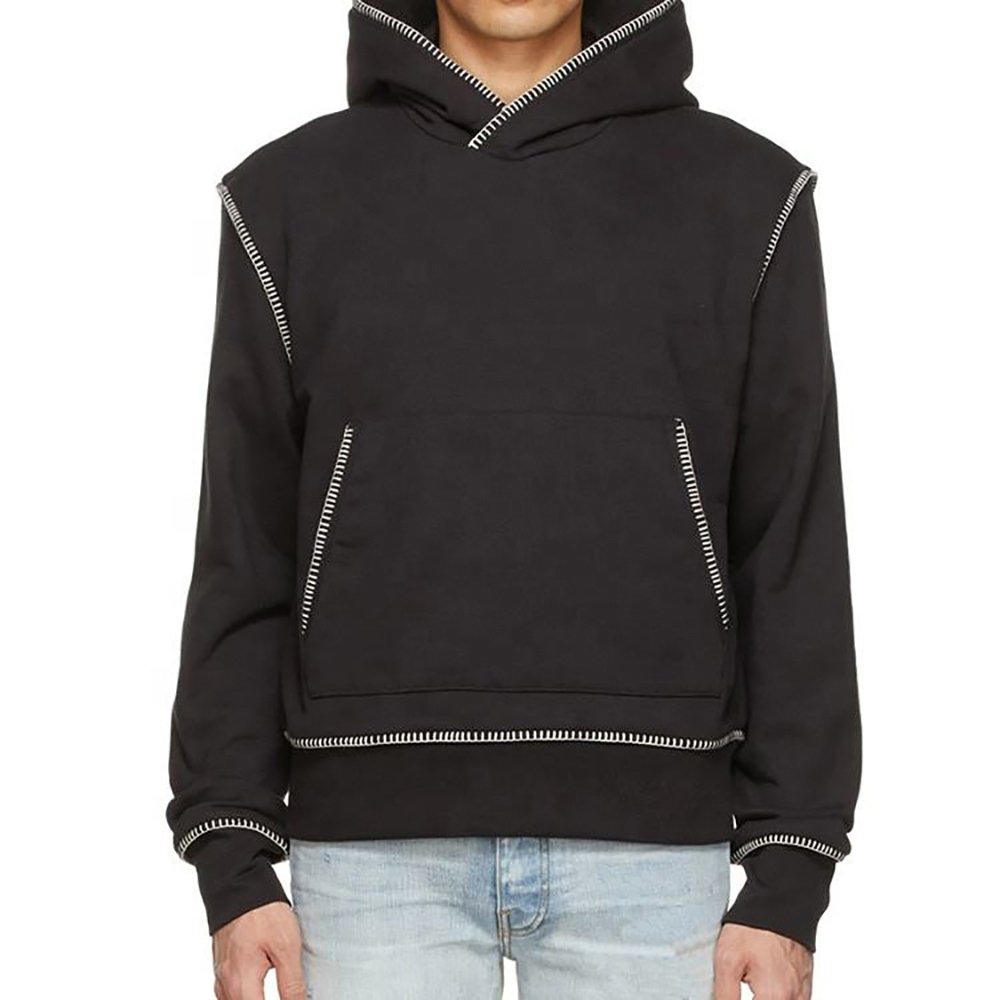 Men’s Custom Logo Lining Pullover Contrast Stitching Hoody