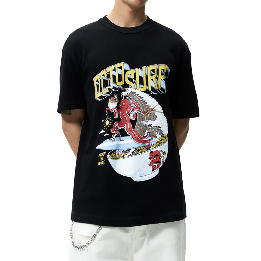 100%Cotton Contrast Print Knit Graphic Oversize t-shirt for Men