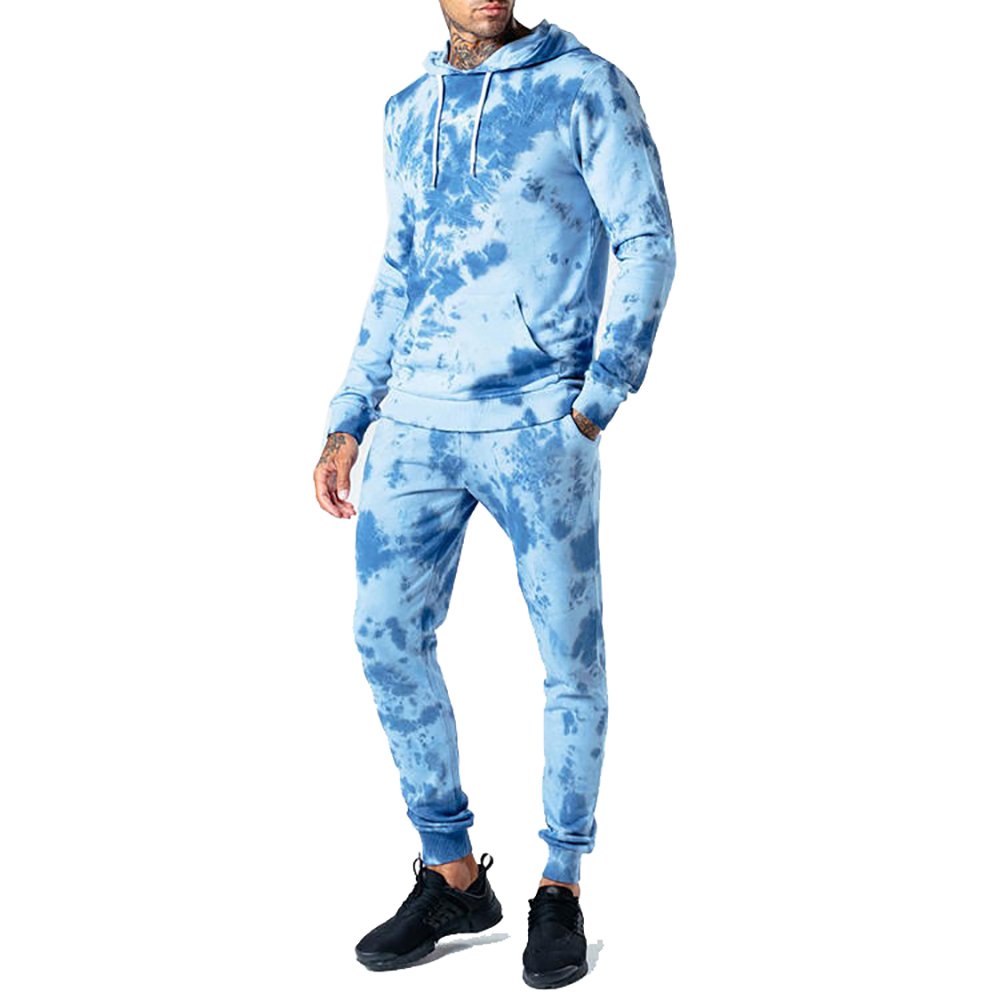 Custom Tie dye Color Pullover Hoodie and Jogger Pants Drawstring
