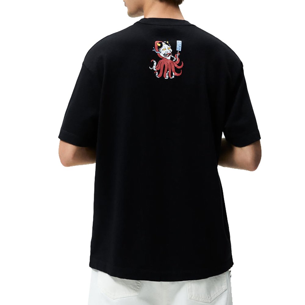 100%Cotton Contrast Print Knit Graphic Oversize t-shirt for Men